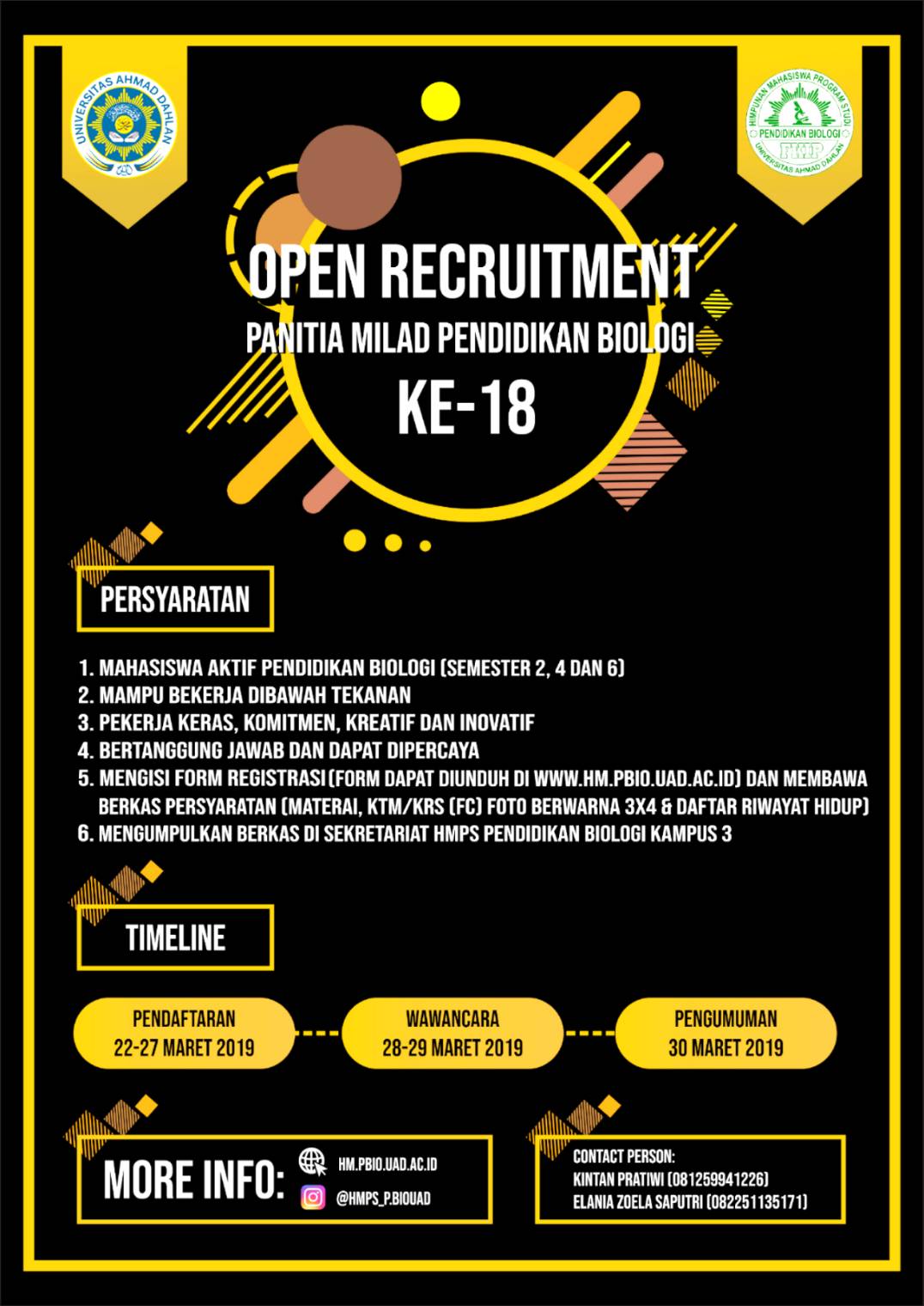 Open Recruitment Panitia Milad Pendidikan Biologi Ke 18 Hmps Pendidikan Biologi Uad